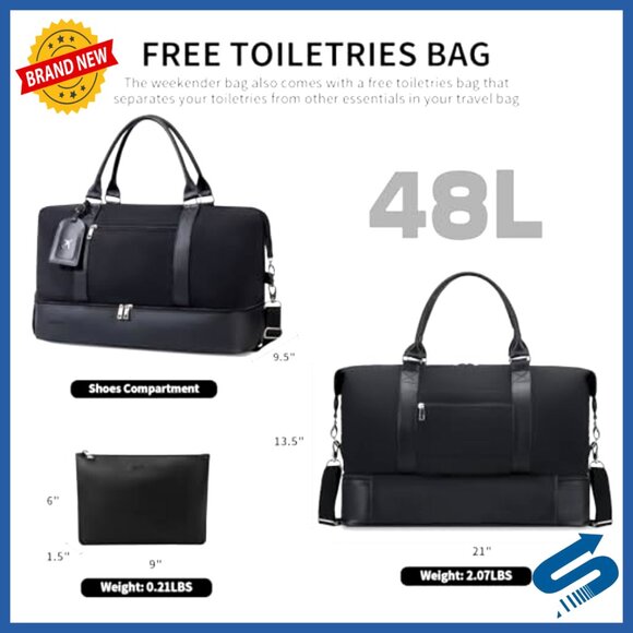 Large Travel Duffel Bag 2-Piece Set with Shoe Compartment Heavy-Duty Canvas - Picture 2 of 7